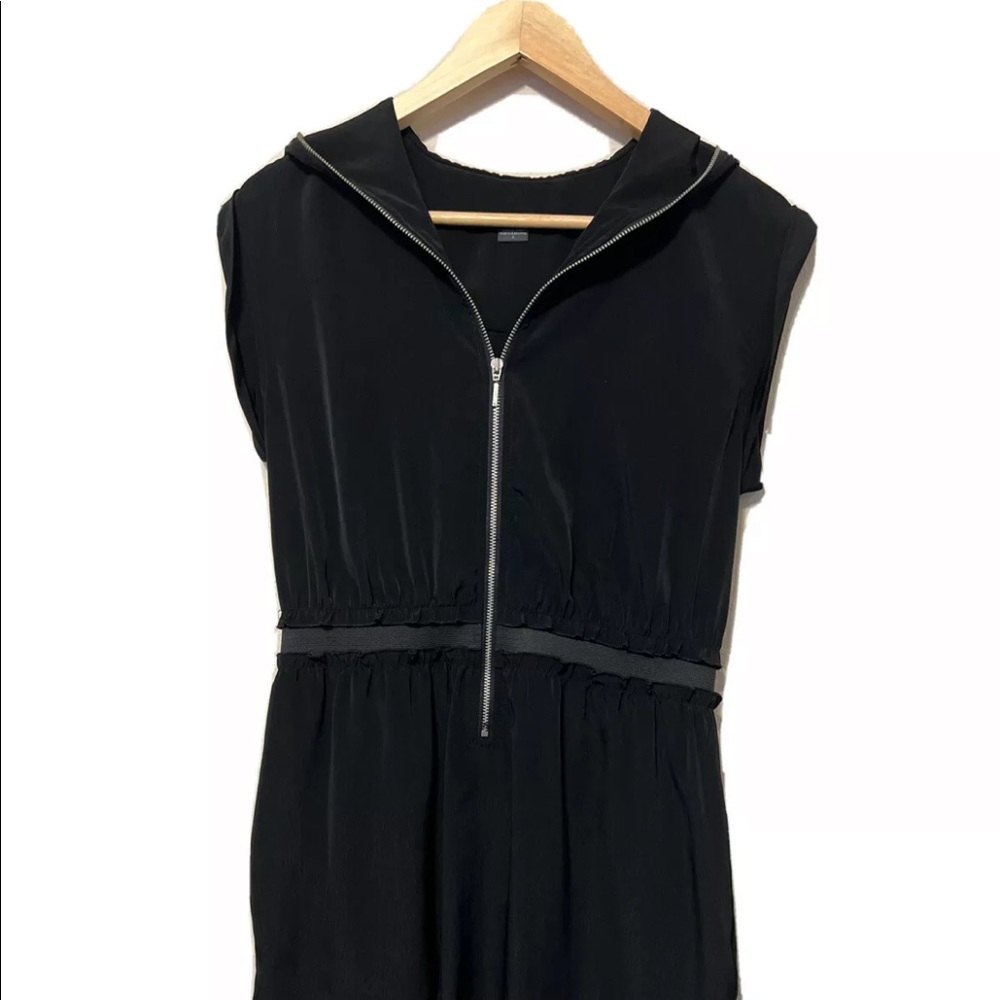Armani Exchange Black Sleeveless Shift Hood  Dress Front Zipper, 2